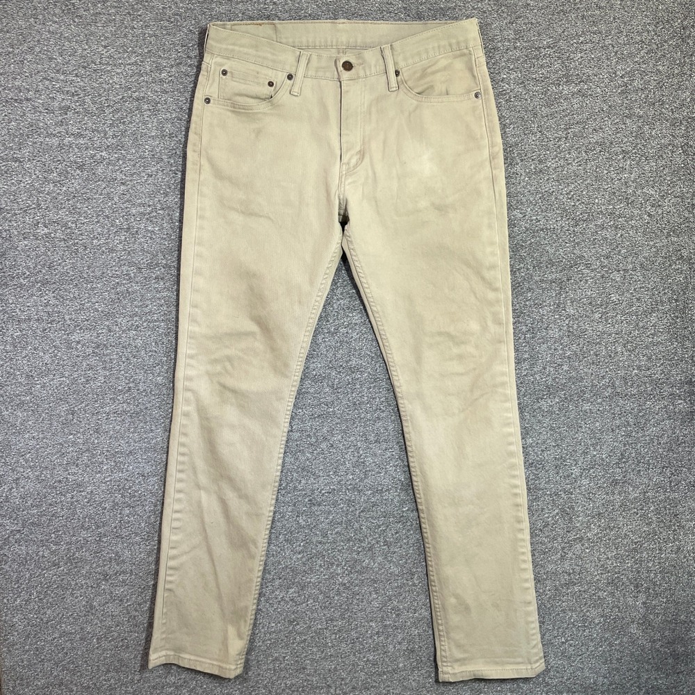 Levis 511 Slim Fit Jeans Mens 32x34 Tan Khaki Stretch Denim Pants Distressed